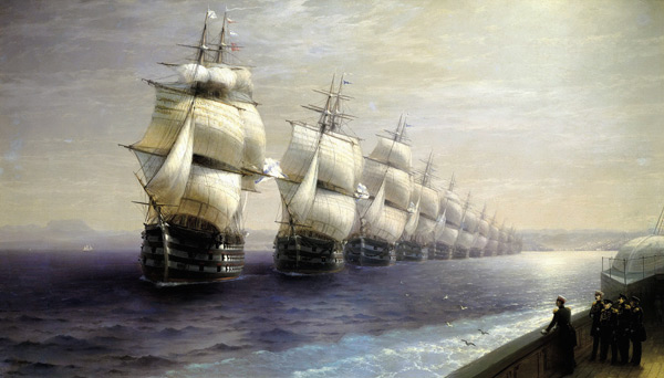 The Parade of Ships in 1849 van Iwan Konstantinowitsch Aiwasowski