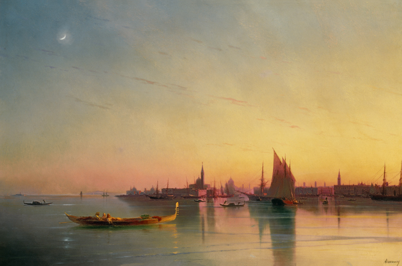 Venice from the Lagoon at Sunset van Iwan Konstantinowitsch Aiwasowski