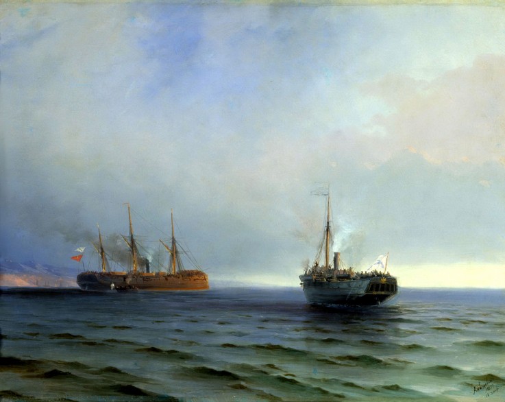Capture of the Turkish military transport "Messina" by the steamer "Russia" on the Black Sea on the  van Iwan Konstantinowitsch Aiwasowski