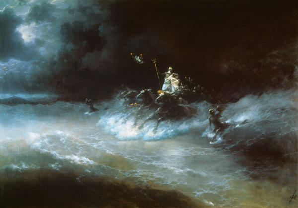 Poseidon's travel over the sea van Iwan Konstantinowitsch Aiwasowski