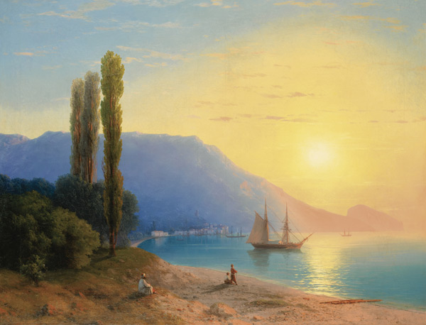 Sunset over Yalta van Iwan Konstantinowitsch Aiwasowski