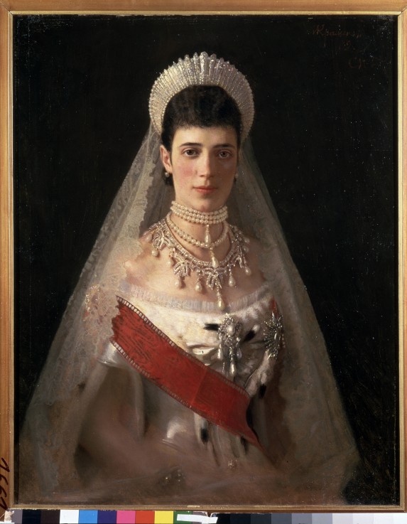 Portrait of Empress Maria Feodorovna, Princess Dagmar of Denmark (1847-1928) van Iwan Nikolajewitsch Kramskoi