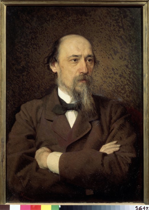 Portrait of the poet Nikolay Nekrasov (1821-1877) van Iwan Nikolajewitsch Kramskoi