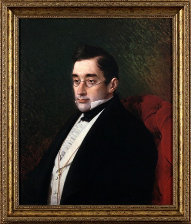 Portrait of the playwright Alexander S. Griboyedov (1795-1829) van Iwan Nikolajewitsch Kramskoi