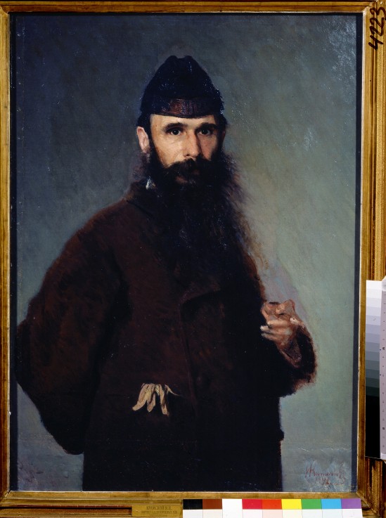 Portrait of the artist Alexander Litovchenko (1835-1890) van Iwan Nikolajewitsch Kramskoi