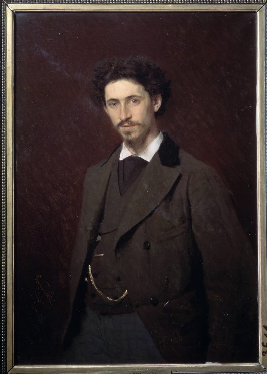 Portrait of the artist Ilya E. Repin (1844-1930) van Iwan Nikolajewitsch Kramskoi