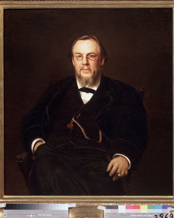 Portrait of the collector Doctor Sergei Botkin (1859-1910) van Iwan Nikolajewitsch Kramskoi