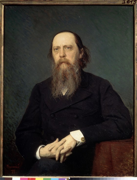 Portrait of the author Mikhail Saltykov-Shchedrin (1826-1889) van Iwan Nikolajewitsch Kramskoi
