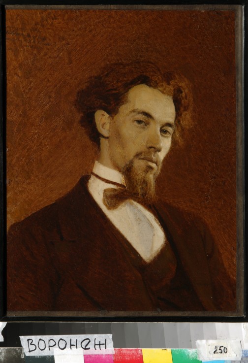 Portrait of the artist Konstantin Savitsky (1844-1905) van Iwan Nikolajewitsch Kramskoi