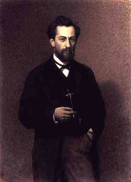 Portrait of Mikhail Konstantinovich Klodt (1832-1902) van Iwan Nikolajewitsch Kramskoi