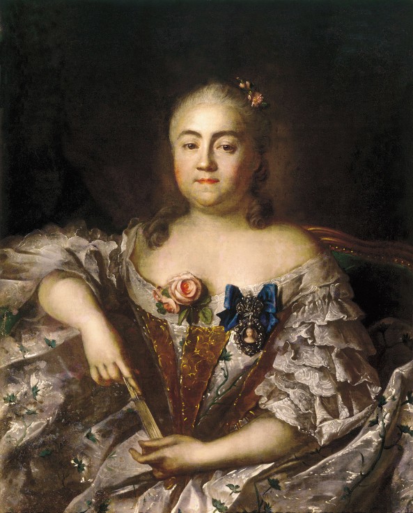 Portrait of Countess Varvara Alexeyevna Sheremetyeva (1711-1767) van Iwan Petrowitsch Argunow