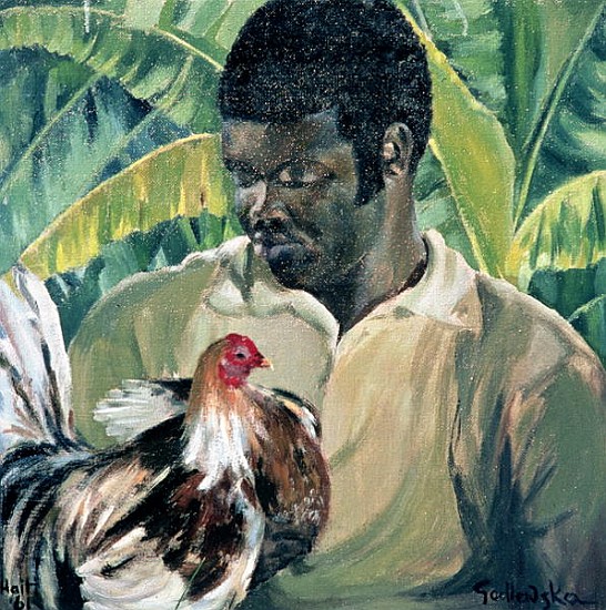 Abel with Fighting Cock, 1961 (oil on canvas)  van Izabella  Godlewska de Aranda