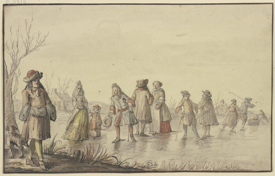 Viele Kostümfiguren auf dem Eis van J. Blyhooft