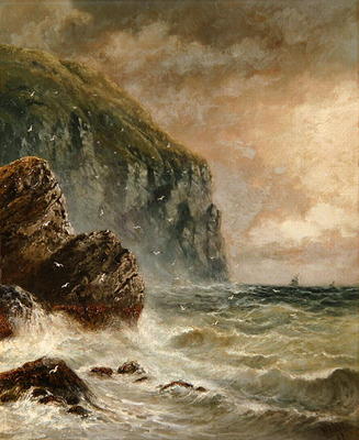 Seascape with Cliff, 1889 (oil on canvas) van J. H. Blunt