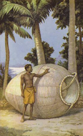 New Guinea man with fish trap