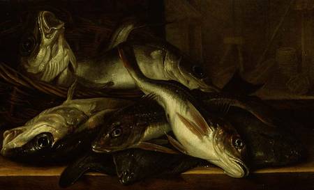 A Still Life of fish van Jacob Gillig