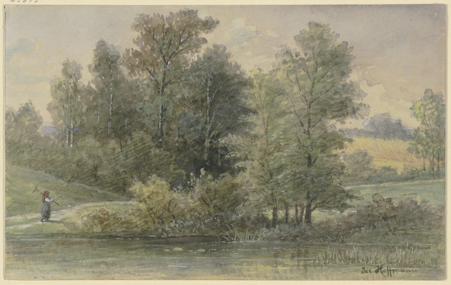 Edge of the forest with stream van Jacob Hoffmann