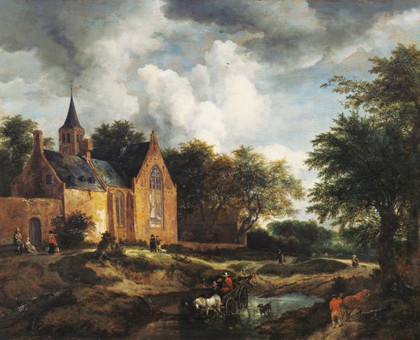 Landschaft mit alter Kirche van Jacob Isaacksz van Ruisdael