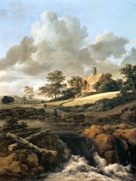 Landscape with a stream van Jacob Isaacksz van Ruisdael