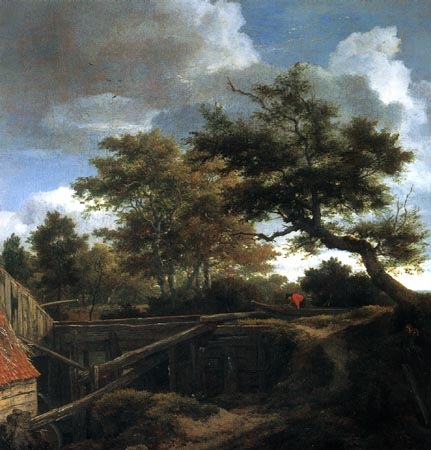 Waldlandschaft mit Rückansicht einer Wassermühle van Jacob Isaacksz van Ruisdael