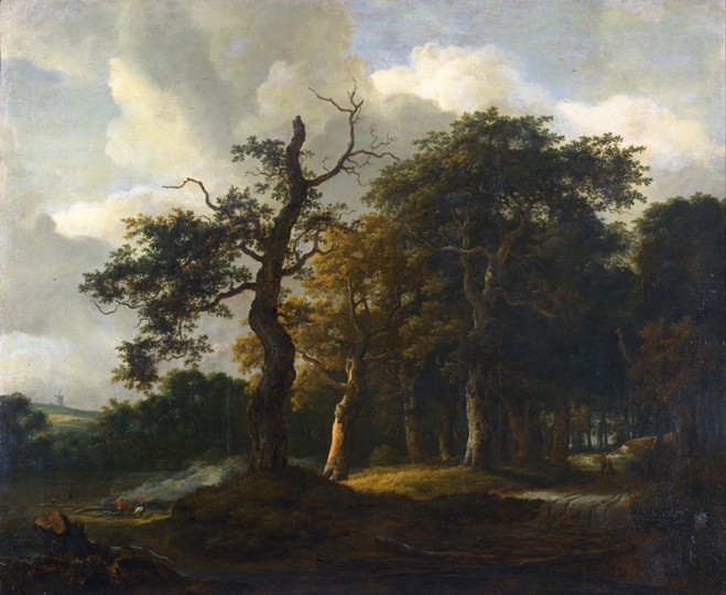 A Road through an Oak Wood van Jacob Isaacksz van Ruisdael