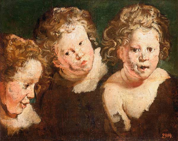 Three Childrens Heads van Jacob Jordaens