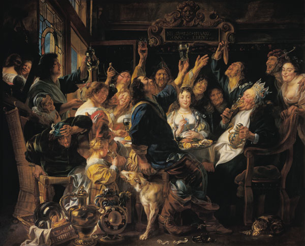 Het feest van de bonenkoning. van Jacob Jordaens