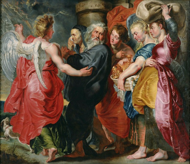 The Flight of Lot and His Family from Sodom (after Rubens) van Jacob Jordaens