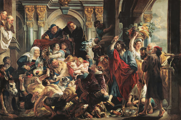 Christ Driving the Money Changers from the Temple van Jacob Jordaens