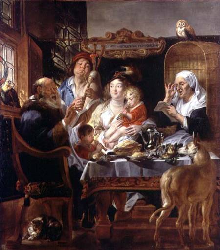 "As the Old Sing, the Young Pipe" van Jacob Jordaens