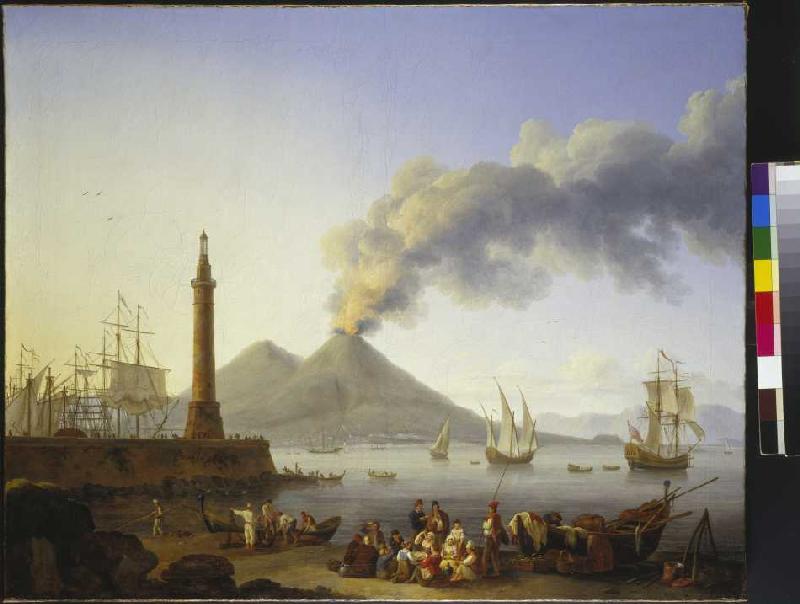 Der Hafen von Santa Lucia in Neapel van Jacob Philipp Hackert