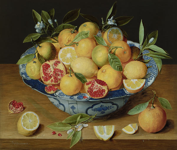 Still Life with Lemons, Oranges and a Pomegranate van Jacob van Hulsdonck