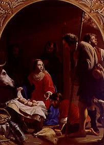 Die Anbetung der Hirten (Im Hintergrund der hl. Franz v. Assisi) van Jacob van Oost d.Ä.