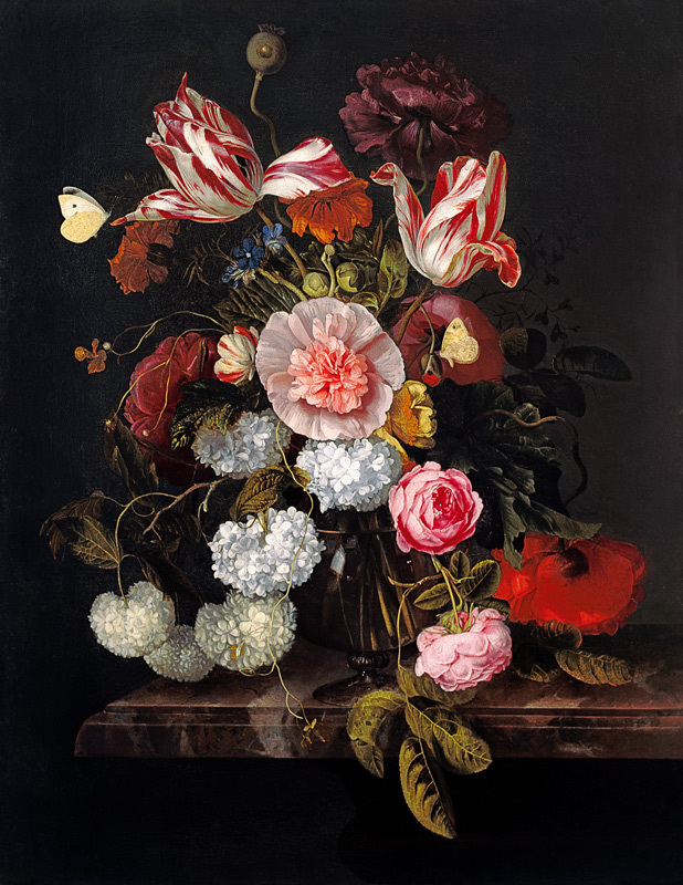 Stillleben mit Blumen van Jacob van Walscapelle