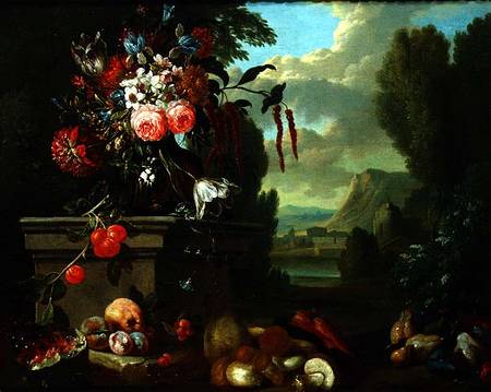 Flowers in a vase van Jacobus Melchior van Herck