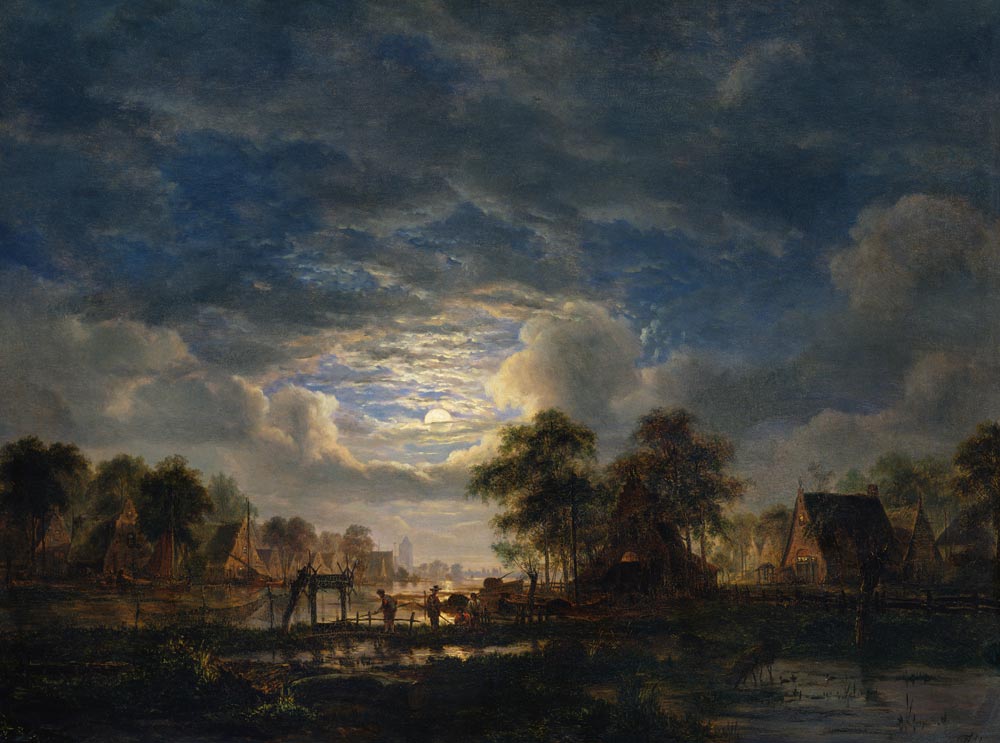 Village on a Canal van Jacobus Theodorus Abels
