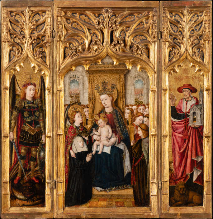 Triptych with Virgin and Child Enthroned van Jacomart Baco