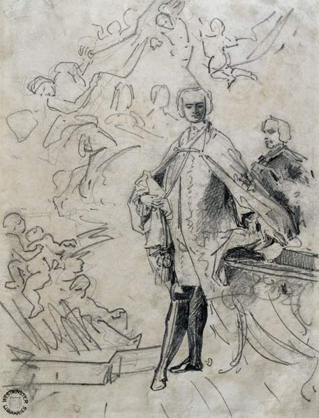 Sketch of Carlo Broschi 'il Farinelli' (1705-82) van Jacopo Amigoni