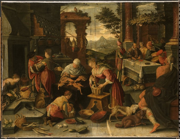 The Parable of the Rich Man and the Beggar Lazarus van Jacopo Bassano