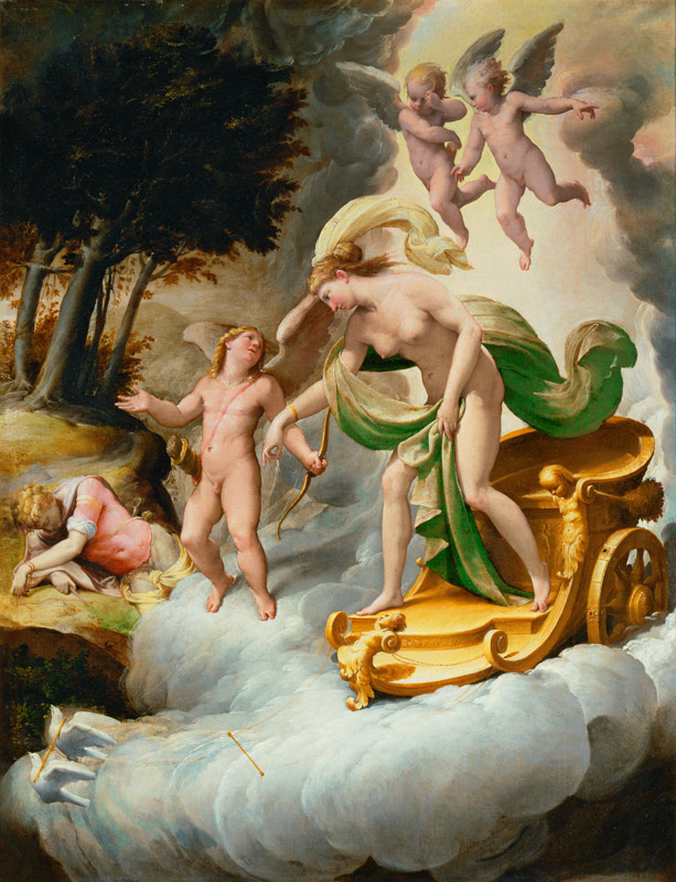 Venus Led by Cupid to Dead Adonis van Jacopo Bertoia