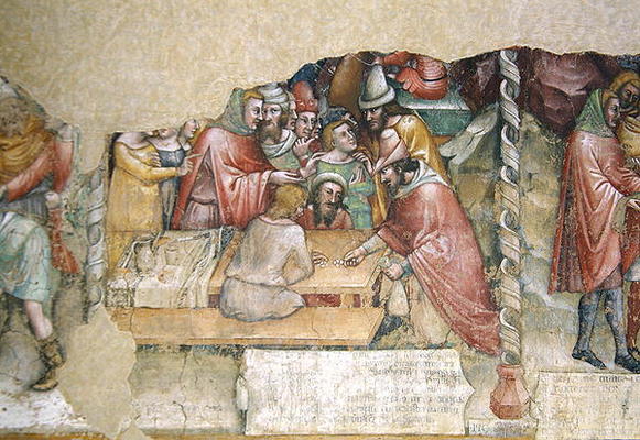 Joseph sold by brothers (fresco) van Jacopo da Bologna