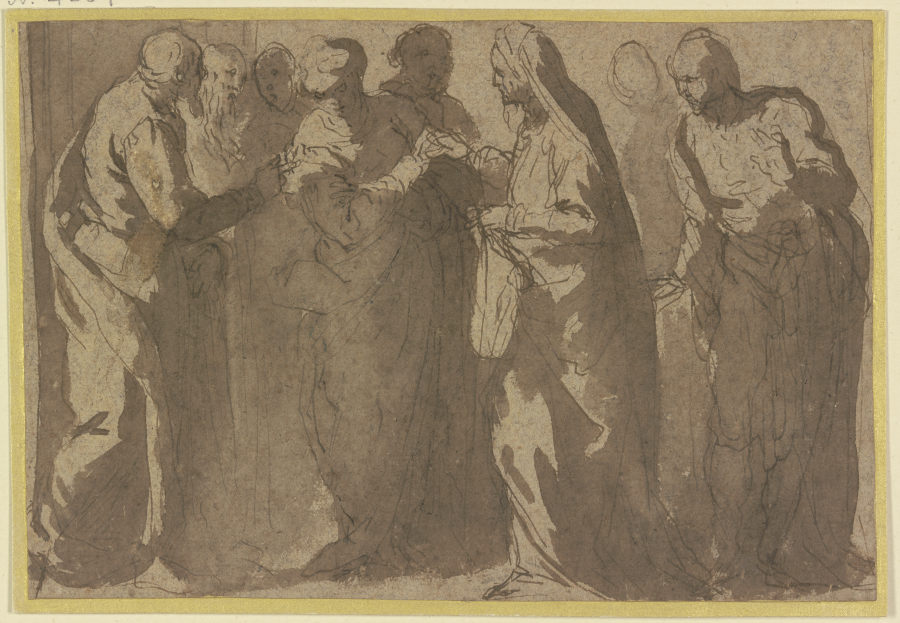 Die Pharisäer und die Ehebrecherin van Jacopo Palma il Giovane