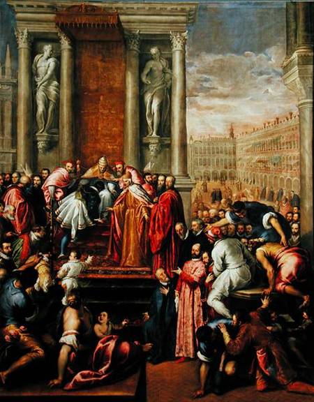 Pope Alexander III (1105-81) and Doge Sebastiano Ziani (c.1102-80) Send the Young Ottone to Frederic van Jacopo Palma il Giovane