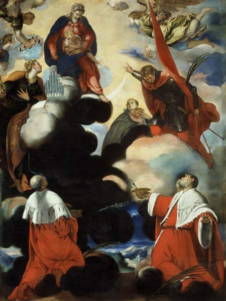 J.Tintoretto /Madonna w.Cosmas & Damian van Jacopo Robusti Tintoretto