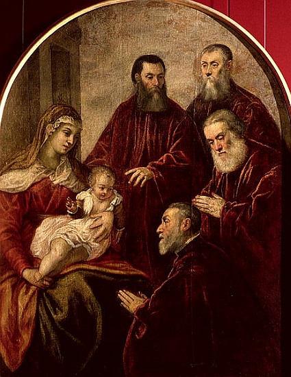 Madonna and child with four Statesmen van Jacopo Robusti Tintoretto