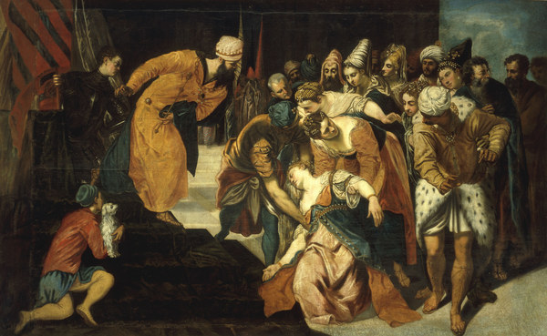 Tintoretto / Esther Faints / Painting van Jacopo Robusti Tintoretto