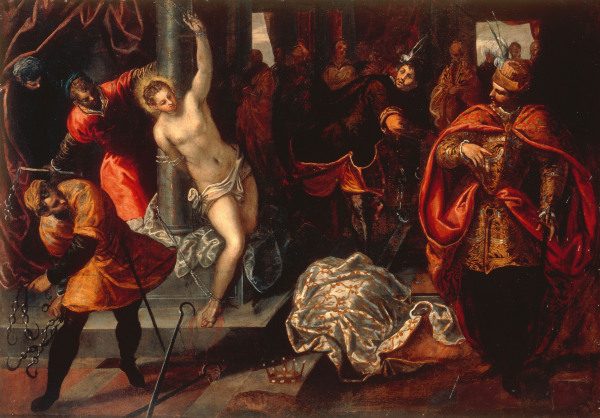Tintoretto / Flogging of St. Catherine van Jacopo Robusti Tintoretto