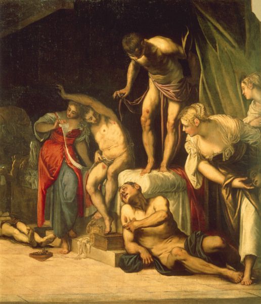 Tintoretto / Roche healing the Sick van Jacopo Robusti Tintoretto