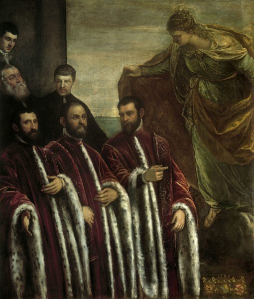Tintoretto / Treasurers & St.Justina van Jacopo Robusti Tintoretto