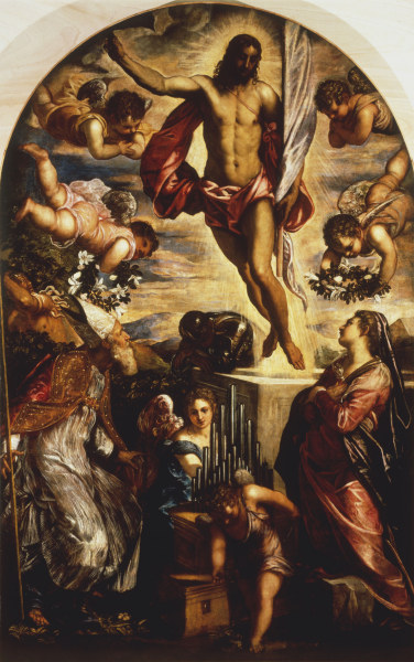 Tintoretto /Resurect.of Christi & Saints van Jacopo Robusti Tintoretto